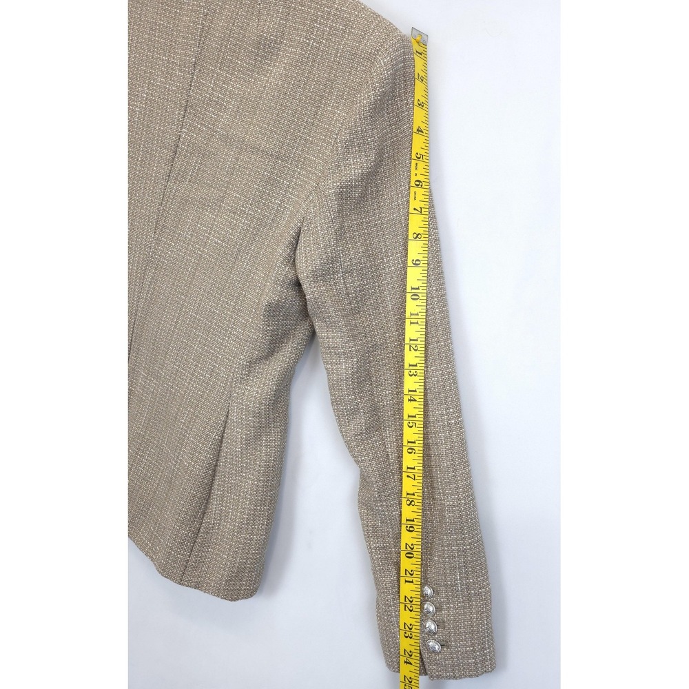 Tommy Hilfiger Blazer Womens 10 Beige Textured Metallic Two Button Lined Jacket - Picture 8 of 14